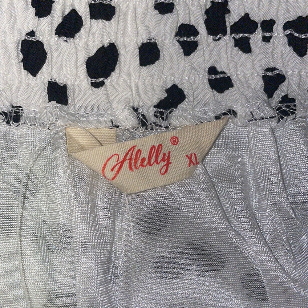 High Waist Ruffle Skirt Cow Black Dot Print XL cheetah - Picture 6 of 8